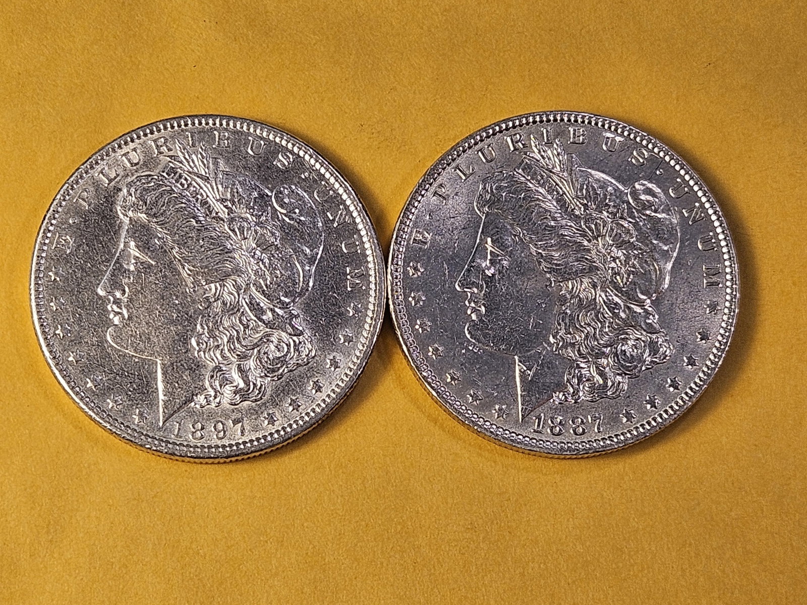 Two Brilliant About Uncirculated Morgan Silver Dollars - 2