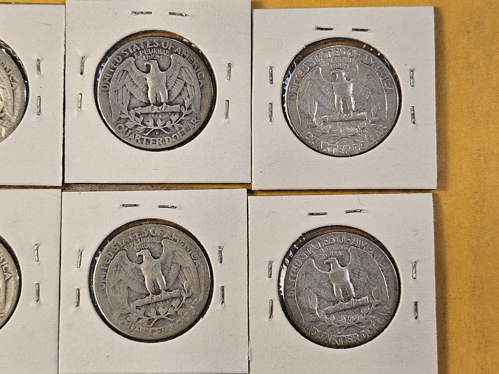 Ten Circulated Washington Silver Quarters - 7
