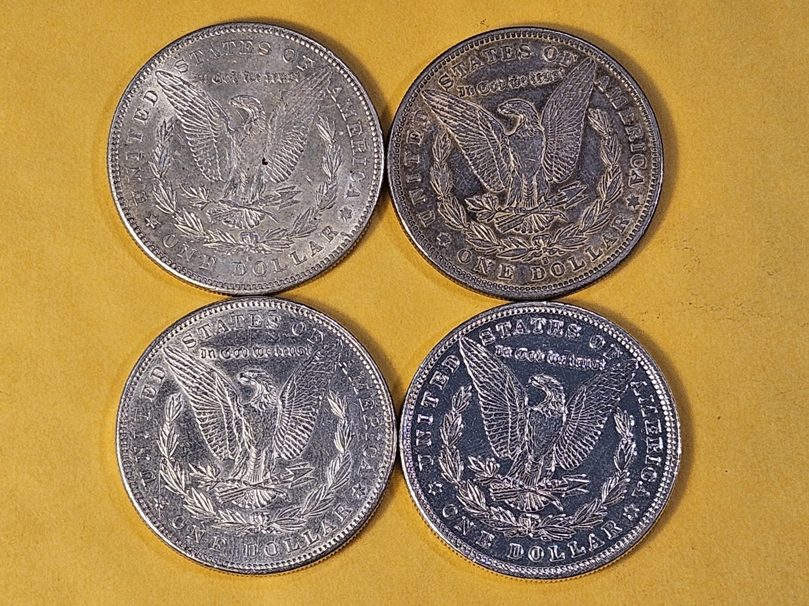 Four About Uncirculated Morgan Silver Dollars - 4