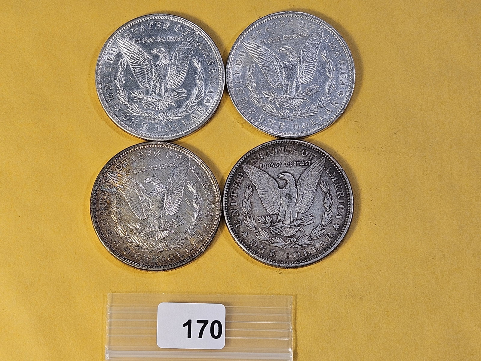 Four About Uncirculated Morgan Silver Dollars - 3