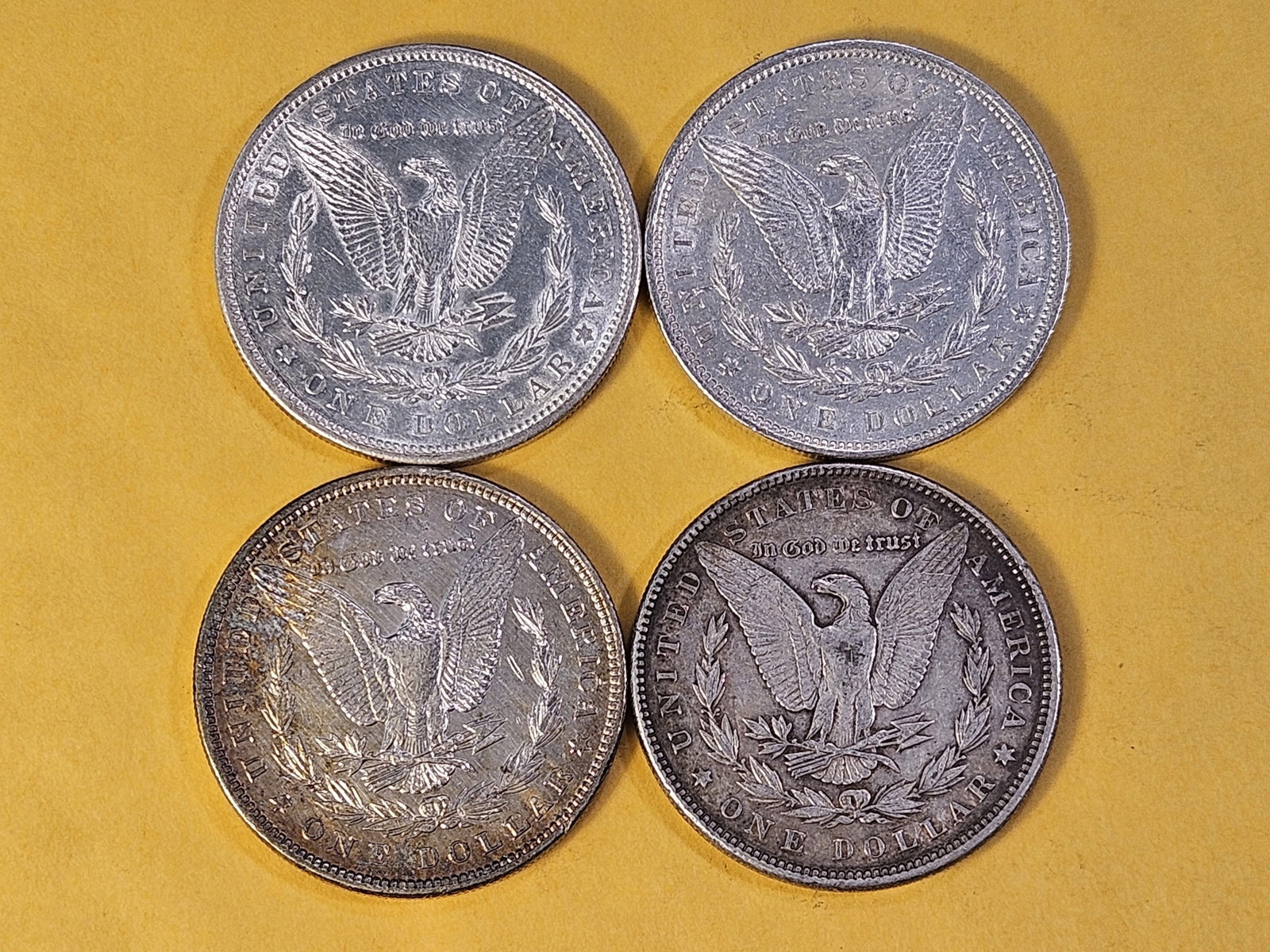 Four About Uncirculated Morgan Silver Dollars - 4