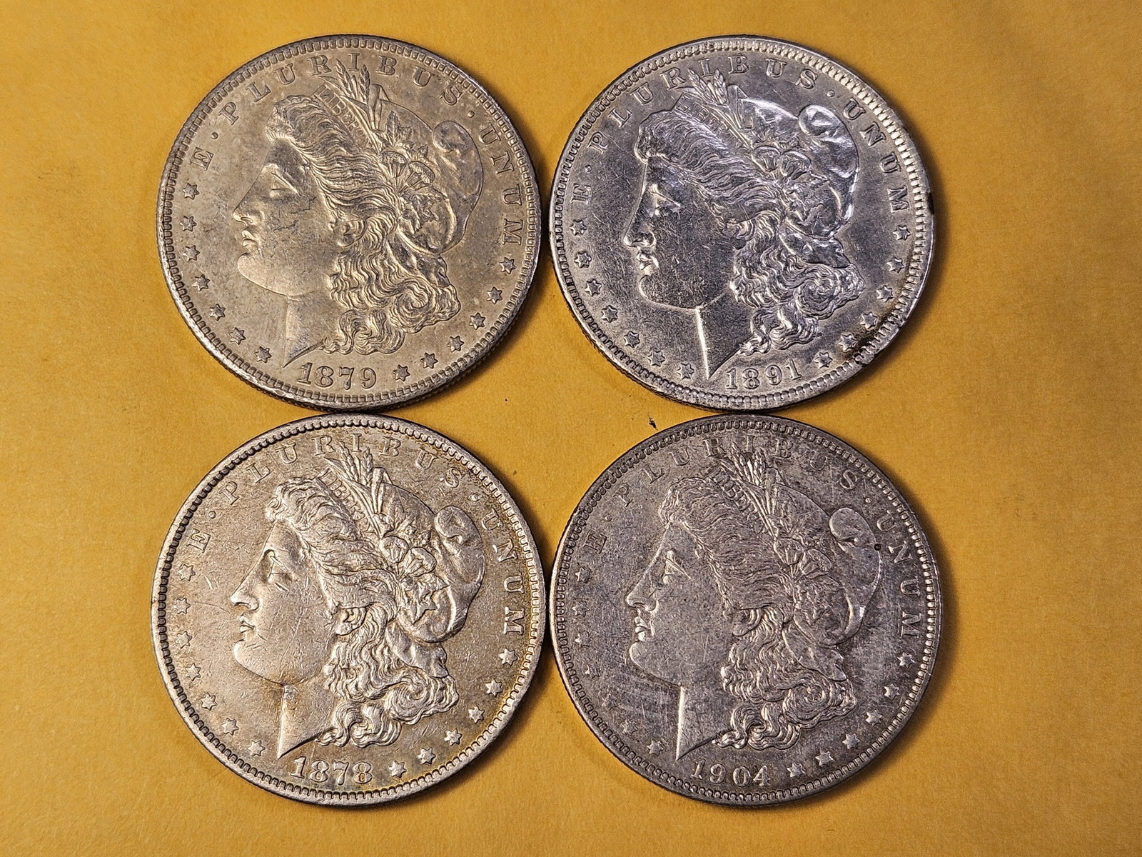 Four About Uncirculated Morgan Silver Dollars - 2