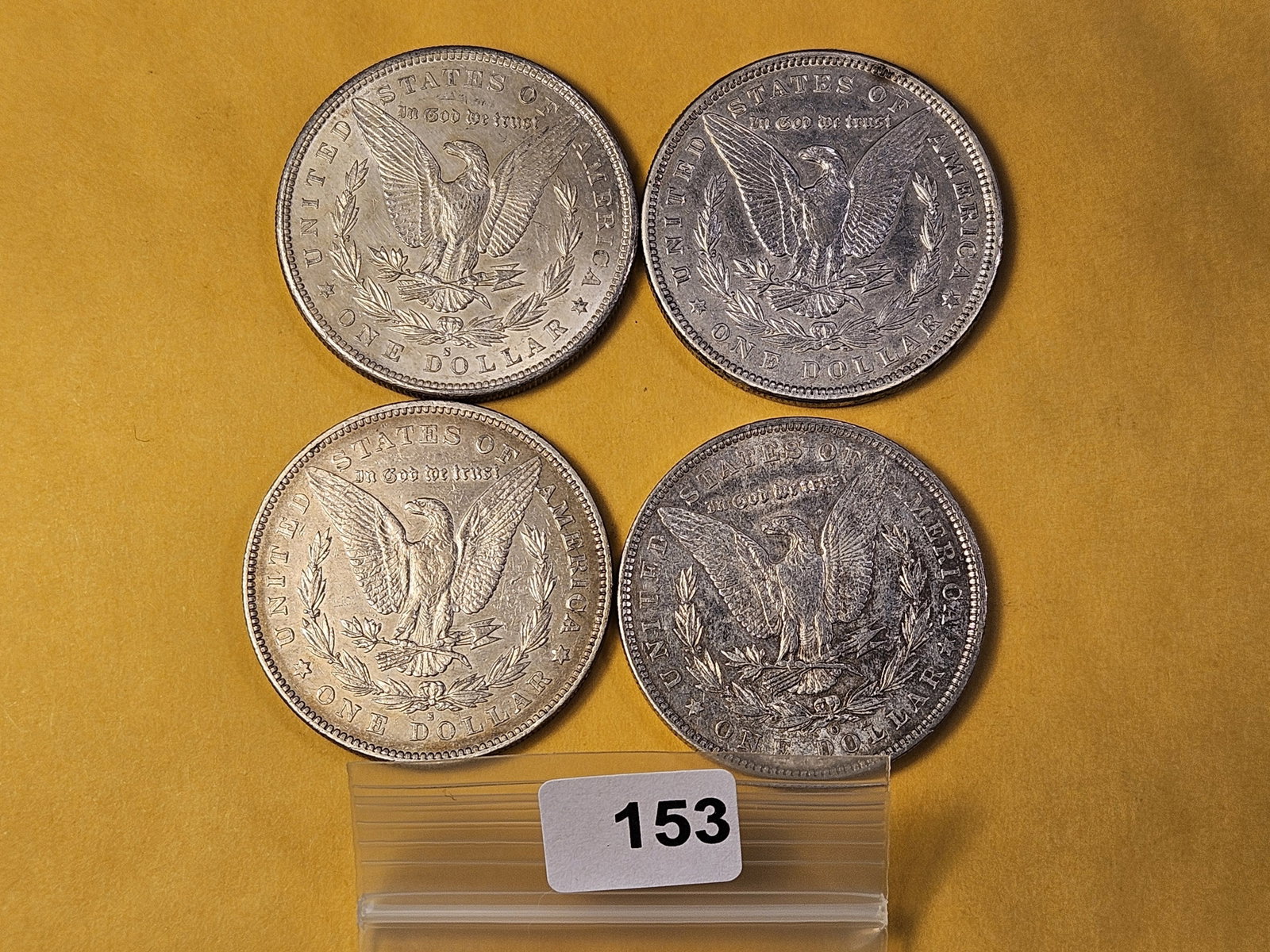 Four About Uncirculated Morgan Silver Dollars - 3
