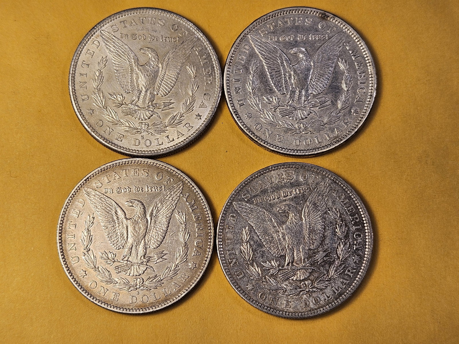 Four About Uncirculated Morgan Silver Dollars - 4