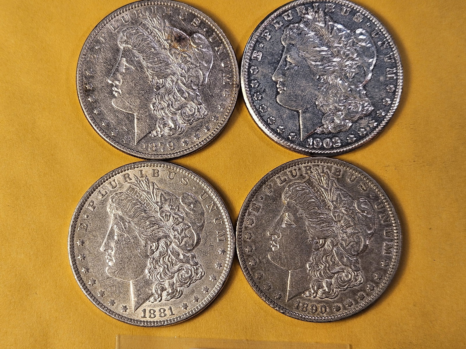 Four About Uncirculated Morgan Silver Dollars - 2