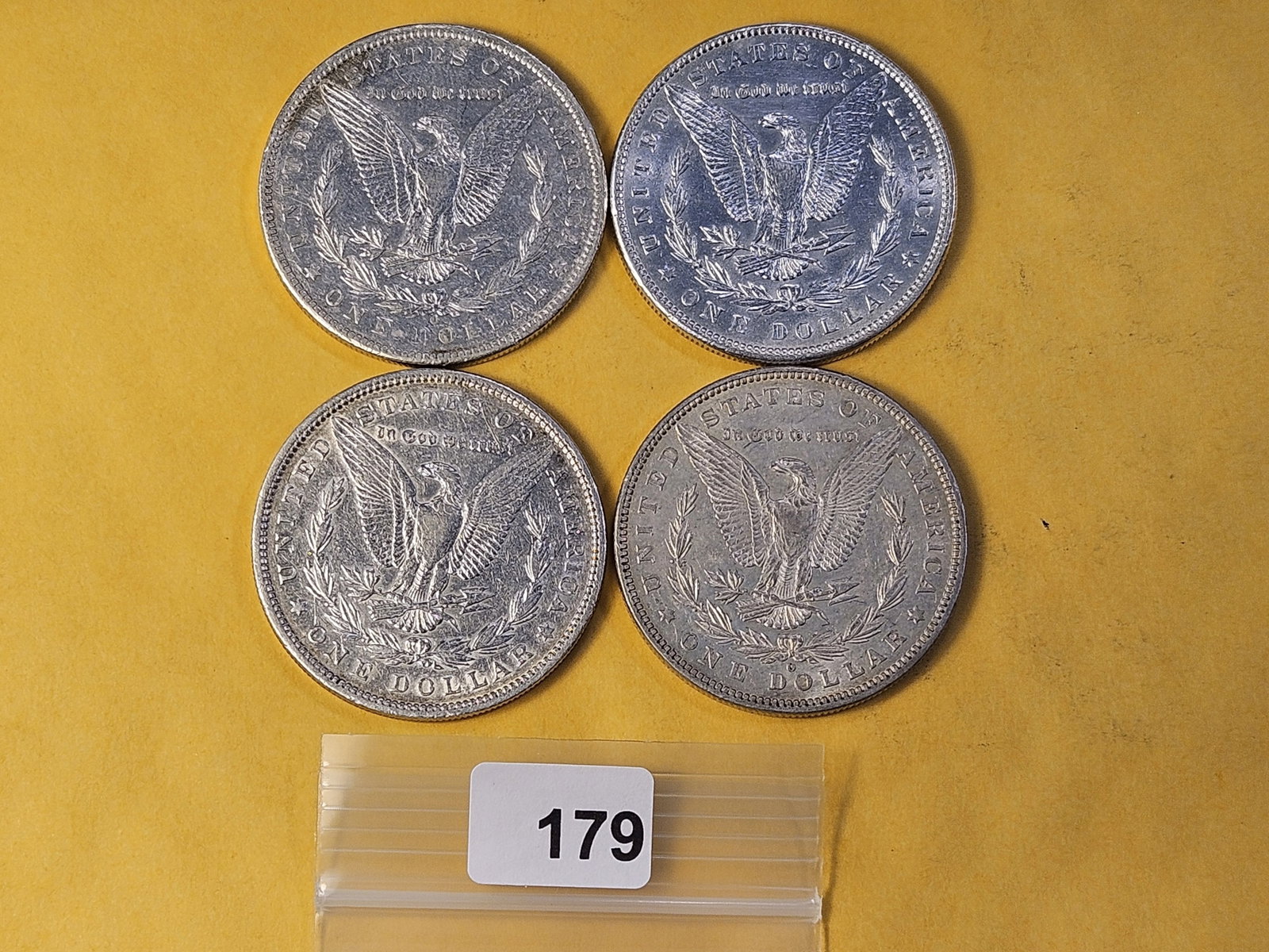 Four About Uncirculated Morgan Silver Dollars - 3