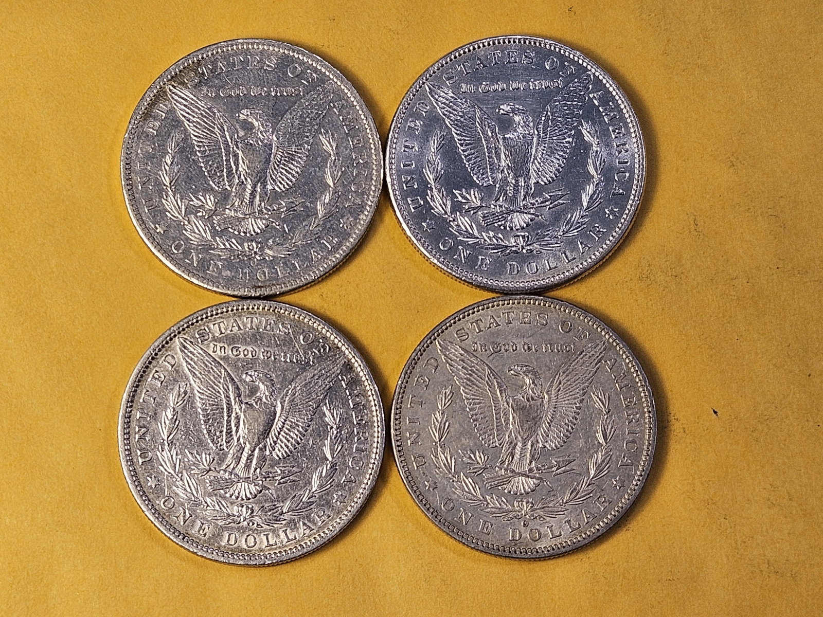 Four About Uncirculated Morgan Silver Dollars - 4