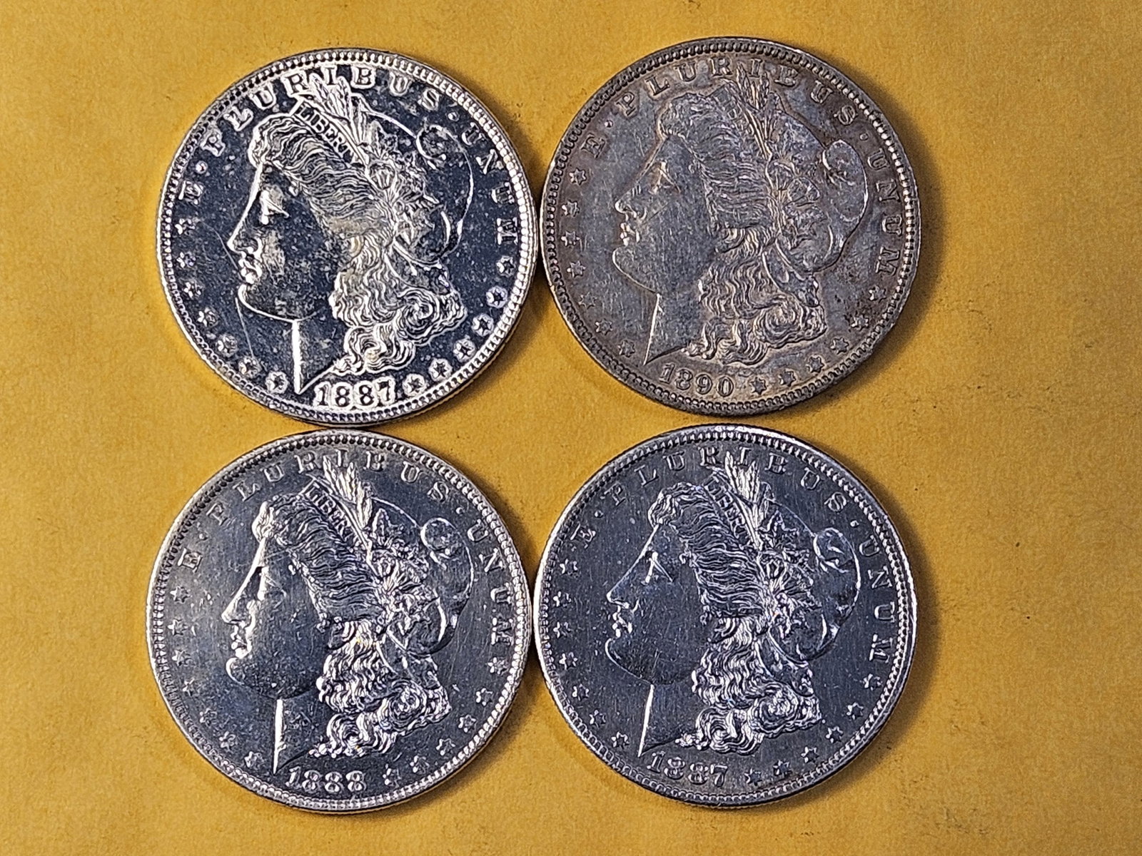 Four About Uncirculated Morgan Silver Dollars - 2