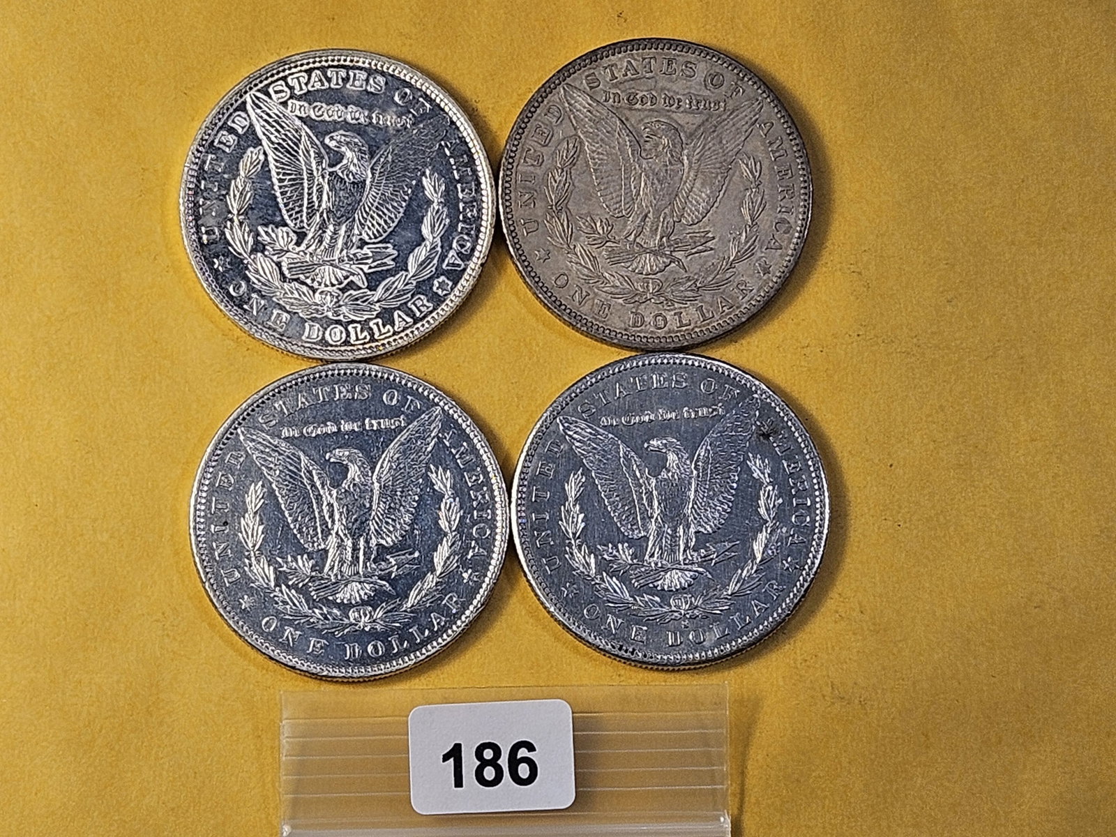 Four About Uncirculated Morgan Silver Dollars - 3