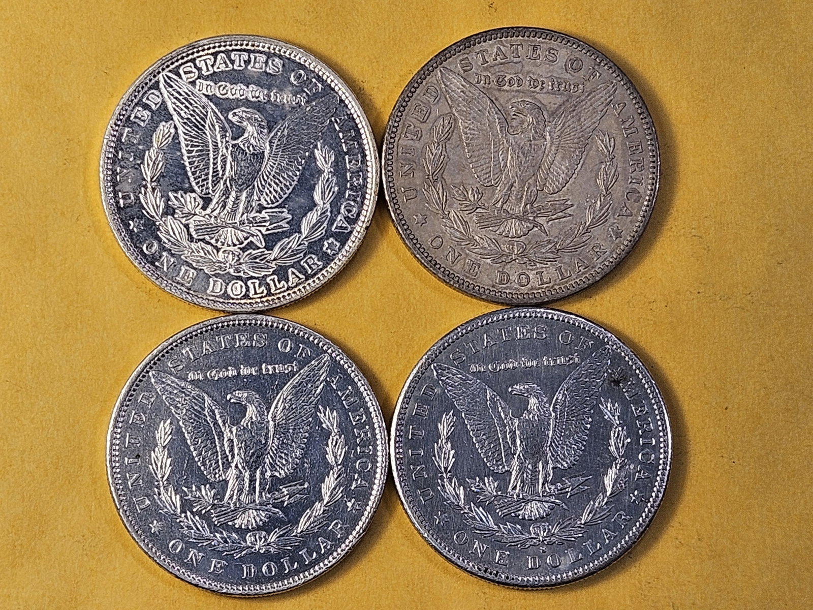 Four About Uncirculated Morgan Silver Dollars - 4