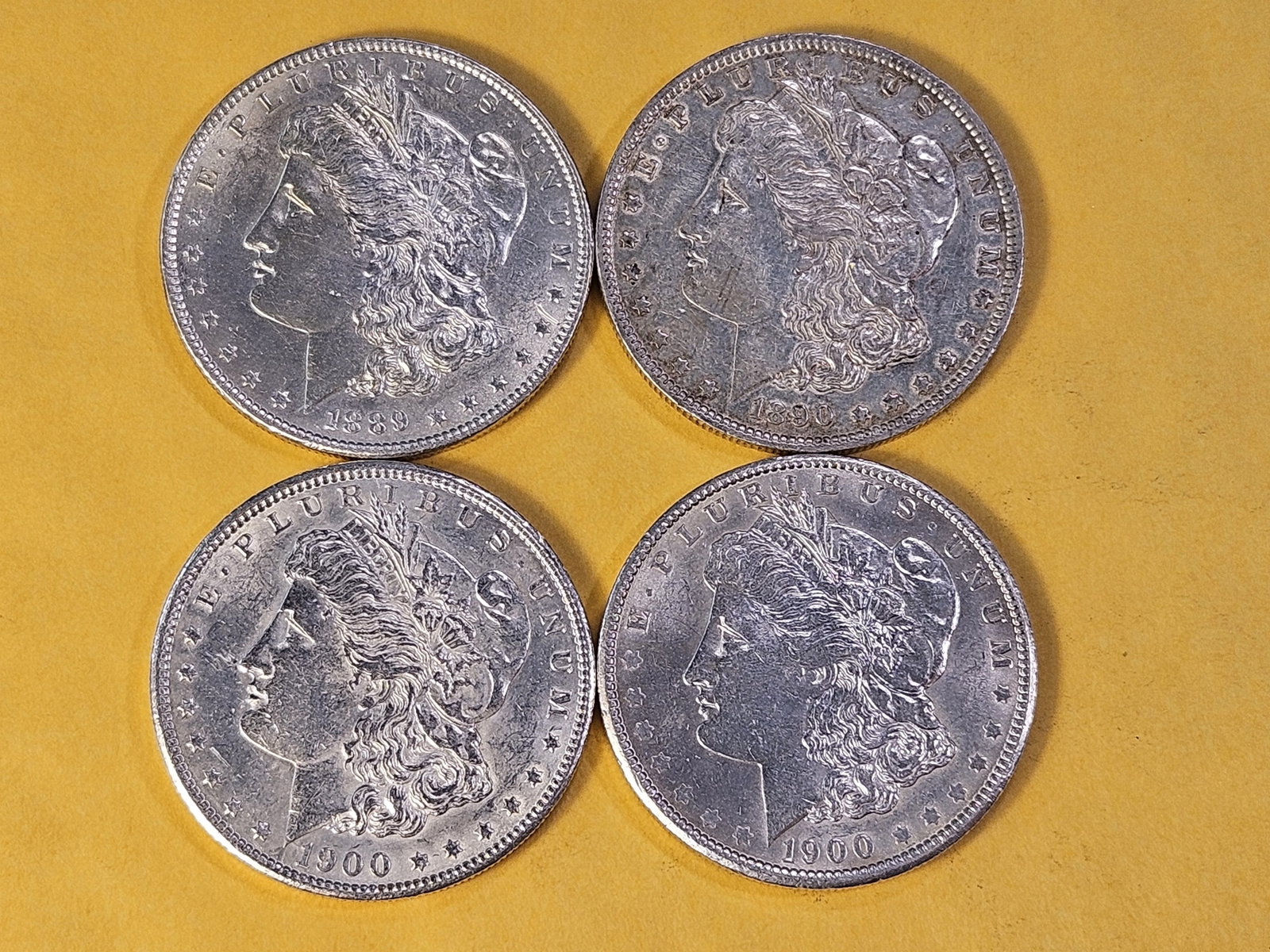 Four About Uncirculated Morgan Silver Dollars - 2