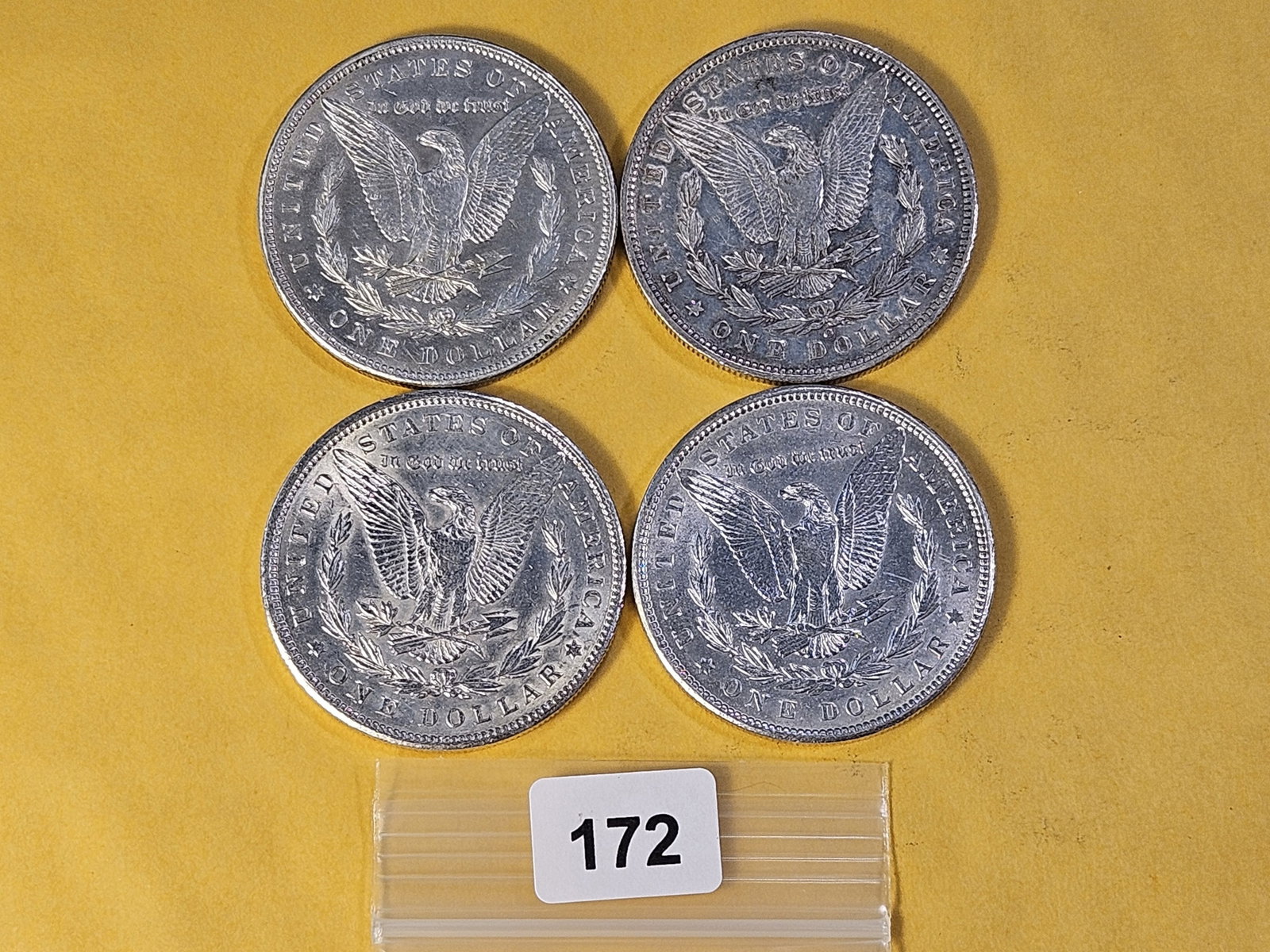 Four About Uncirculated Morgan Silver Dollars - 3