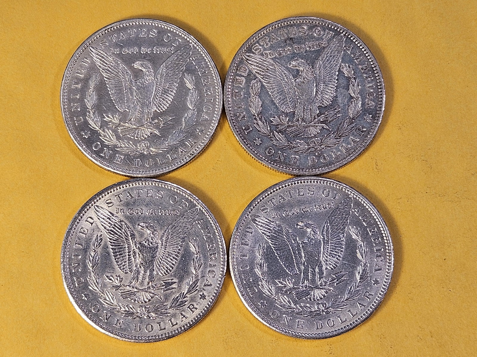Four About Uncirculated Morgan Silver Dollars - 4