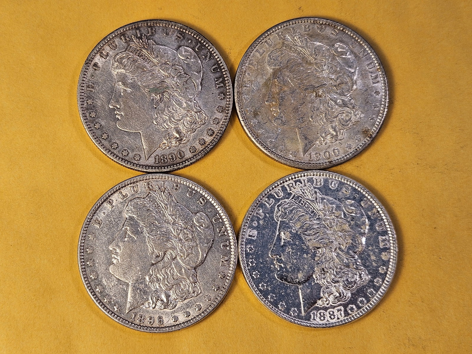 Four About Uncirculated Morgan Silver Dollars - 2