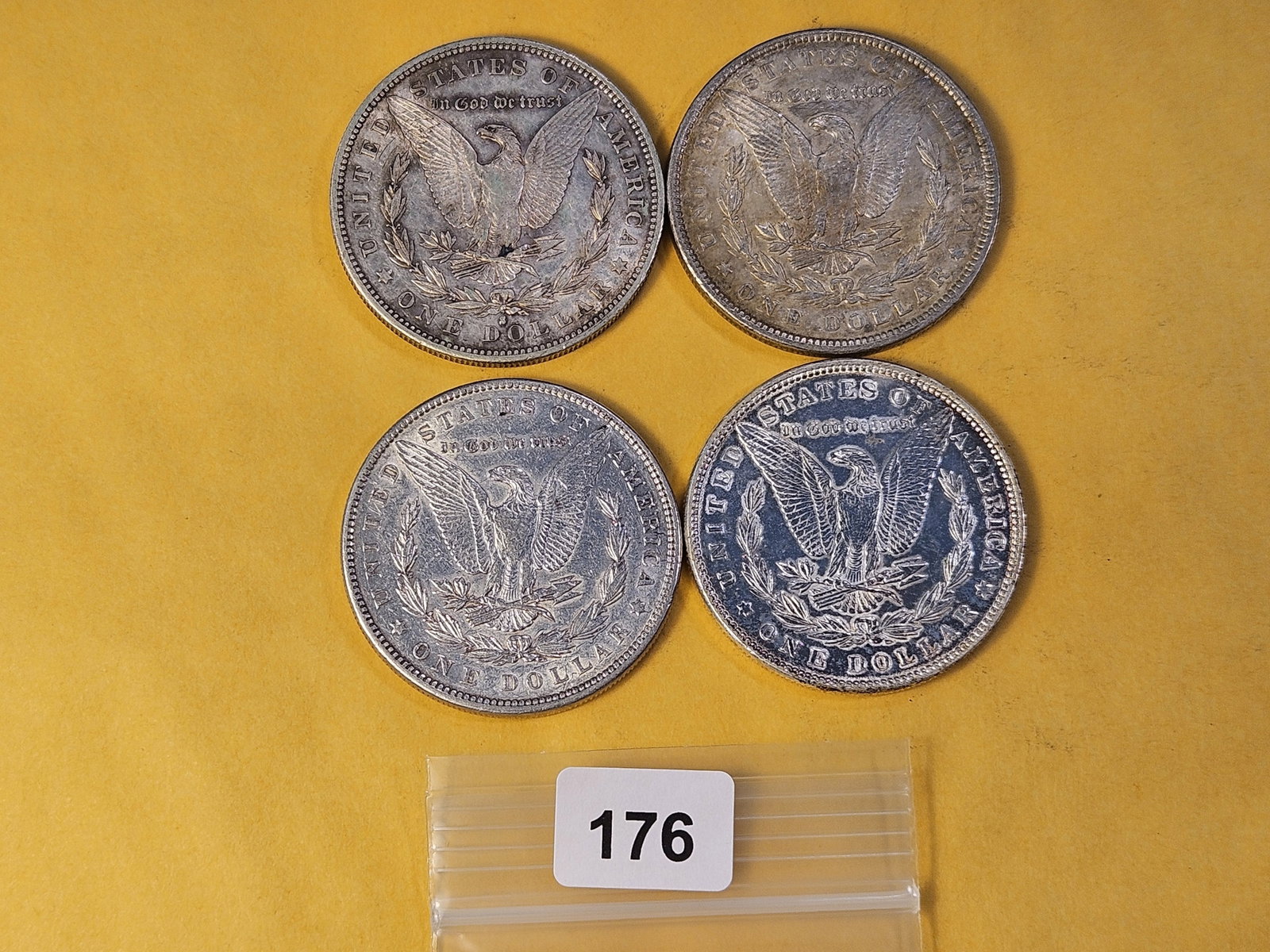 Four About Uncirculated Morgan Silver Dollars - 3