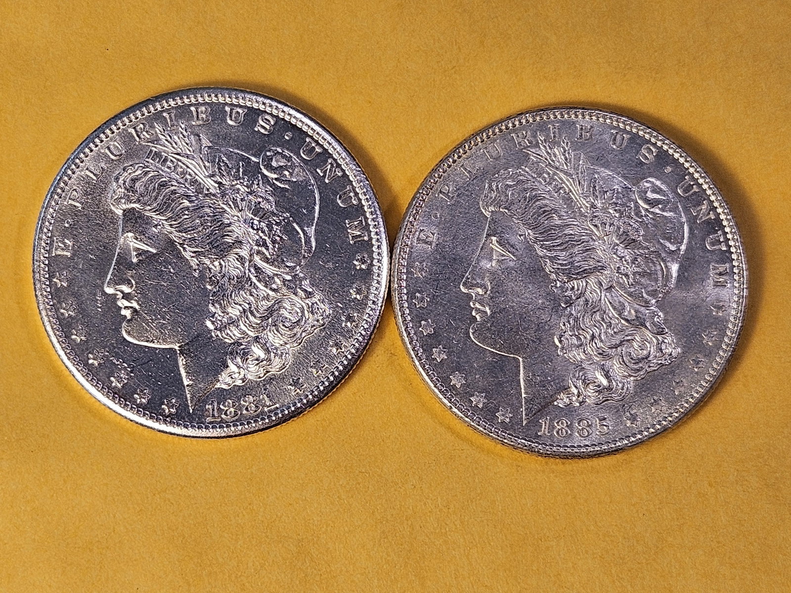 Two Brilliant About Uncirculated Morgan Silver Dollars - 2
