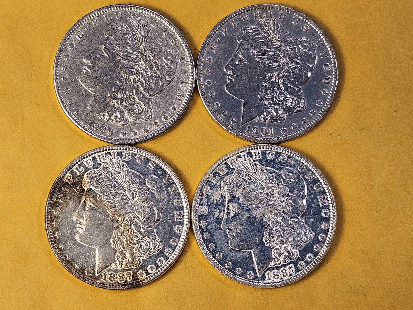 Four About Uncirculated Morgan Silver Dollars - 2