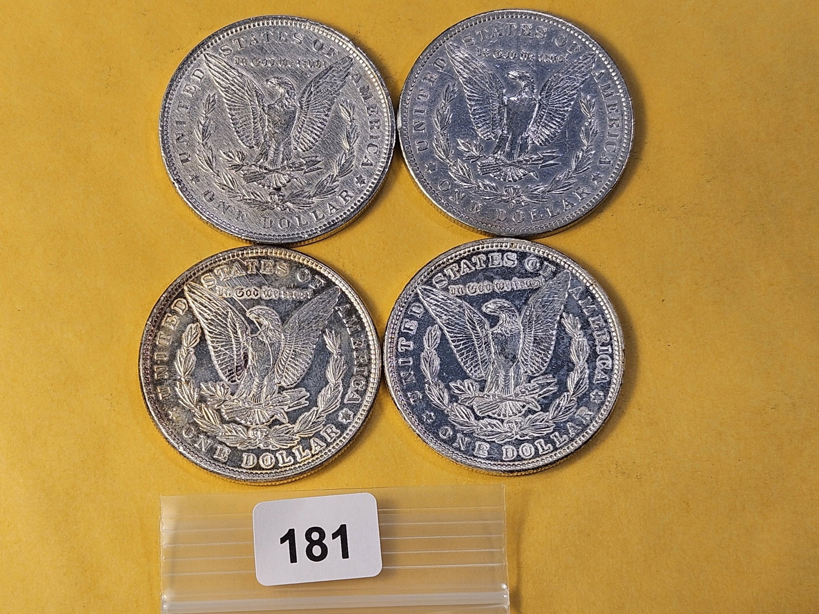 Four About Uncirculated Morgan Silver Dollars - 3