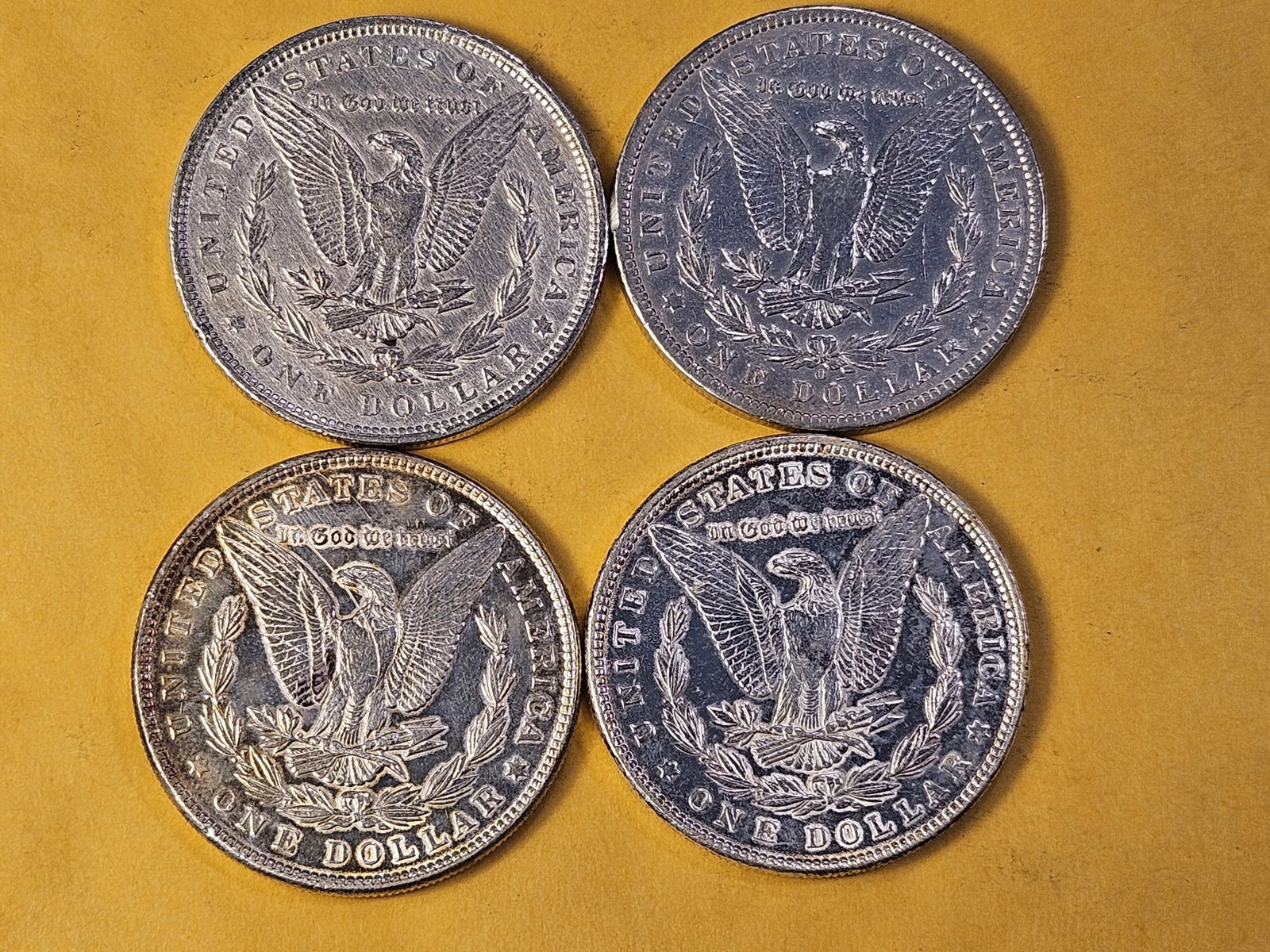 Four About Uncirculated Morgan Silver Dollars - 4