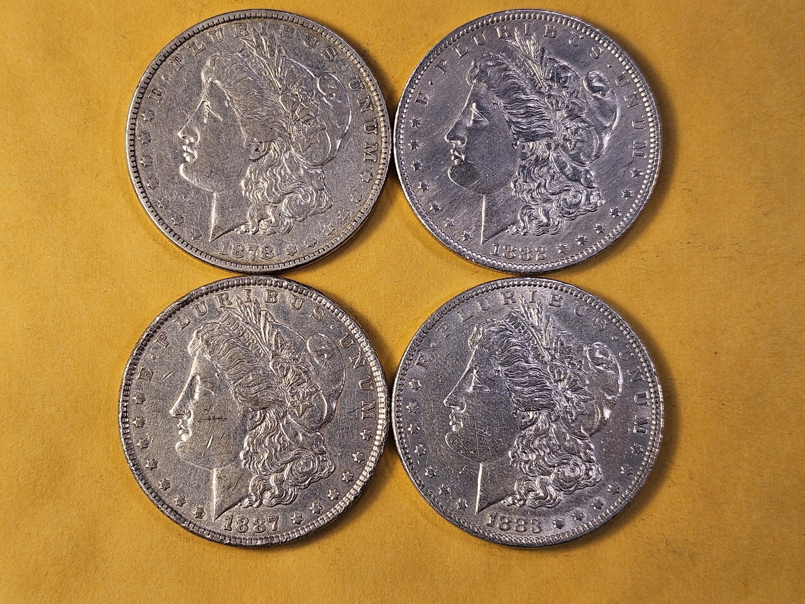 Four About Uncirculated Morgan Silver Dollars - 2