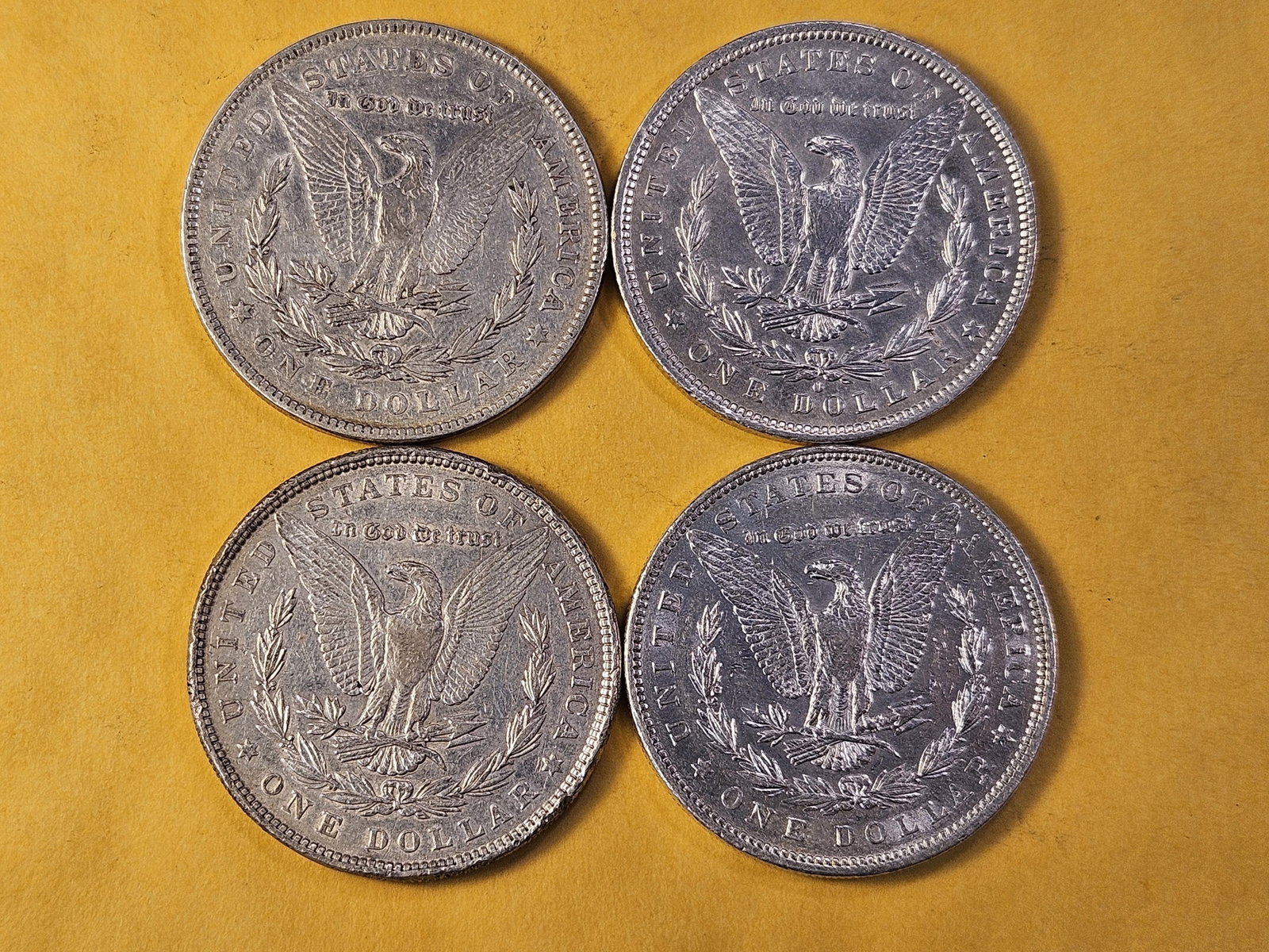 Four About Uncirculated Morgan Silver Dollars - 4