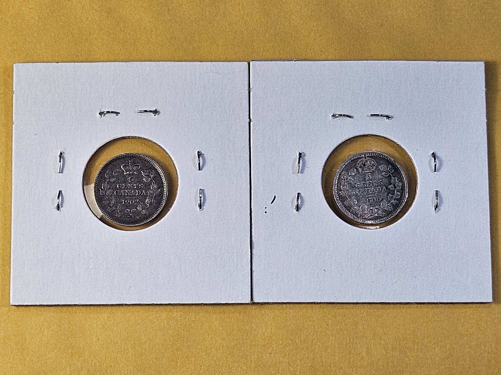 Two Canadian Silver Five Cents - 4