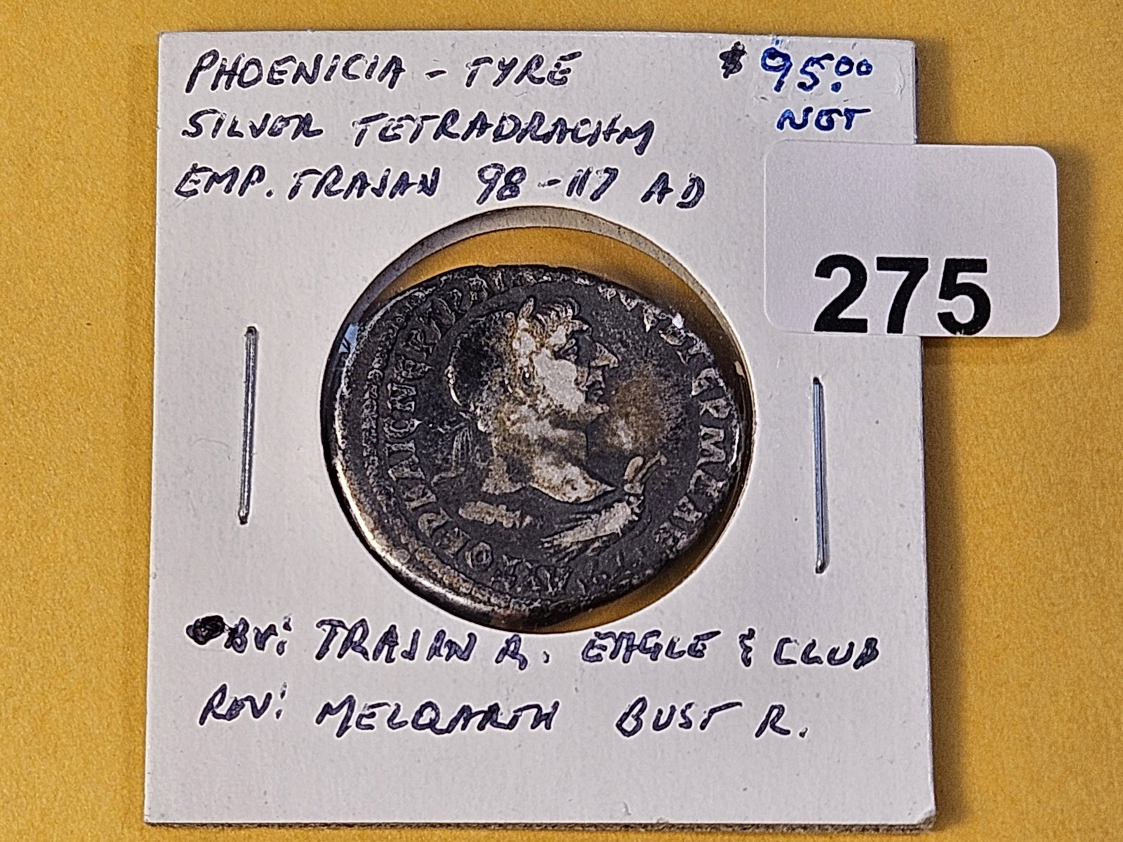 ANCIENT! 98-117 AD Silver Tetradrachm - 2