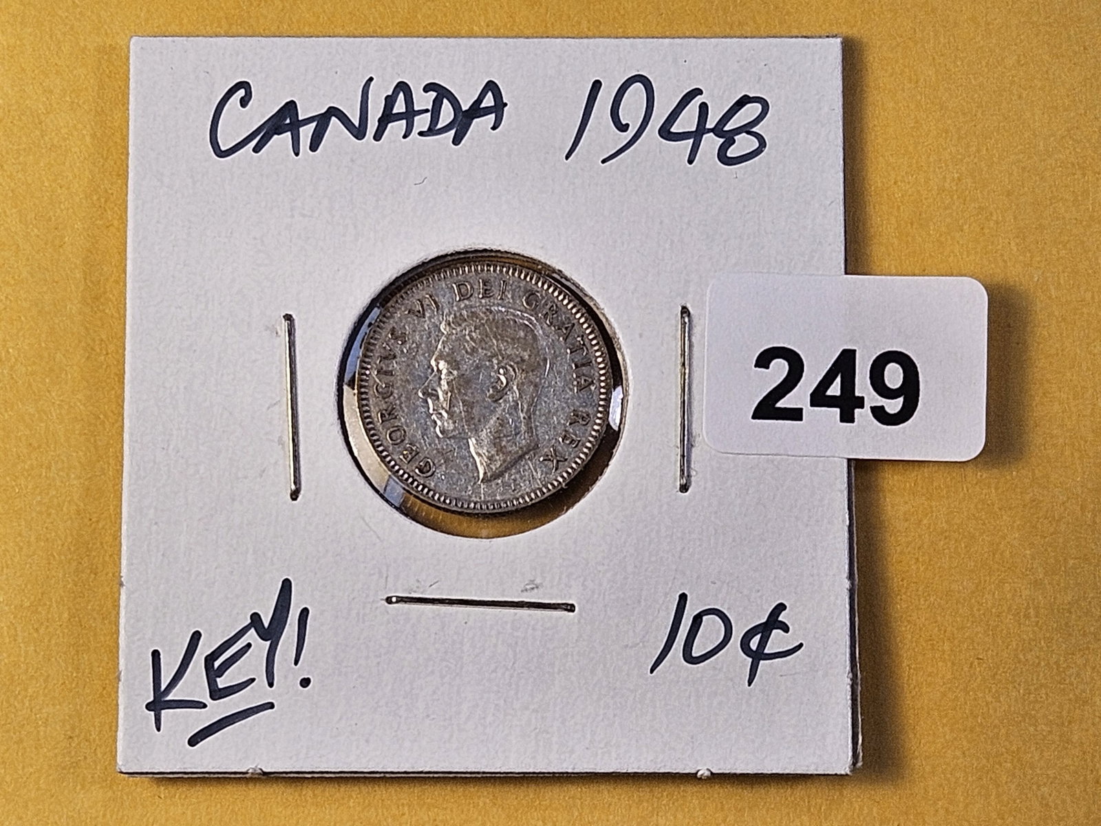 KEY DATE! 1948 Canadian Silver Ten Cents - 2