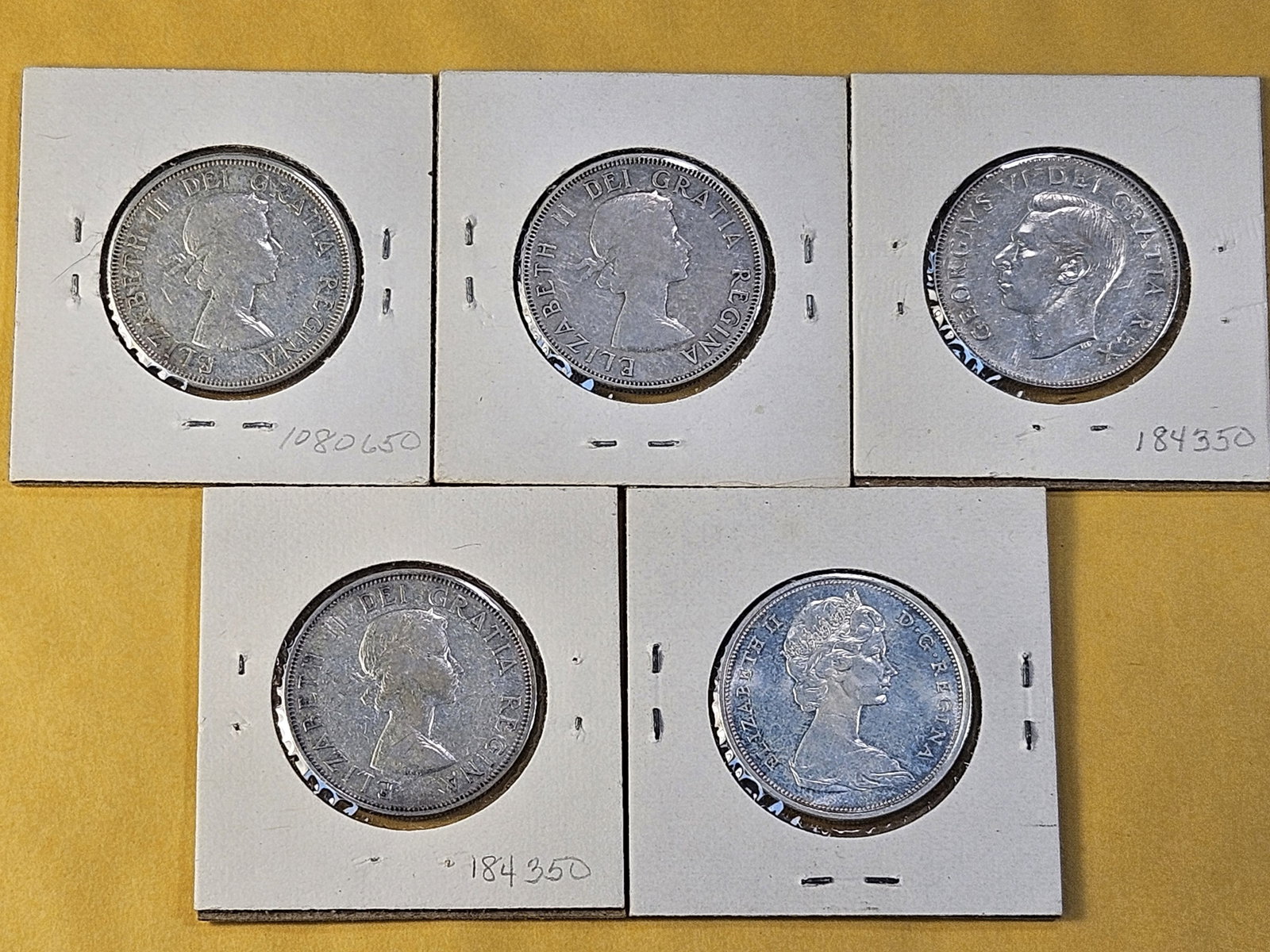 Five Canadian Silver Half Dollars - 7