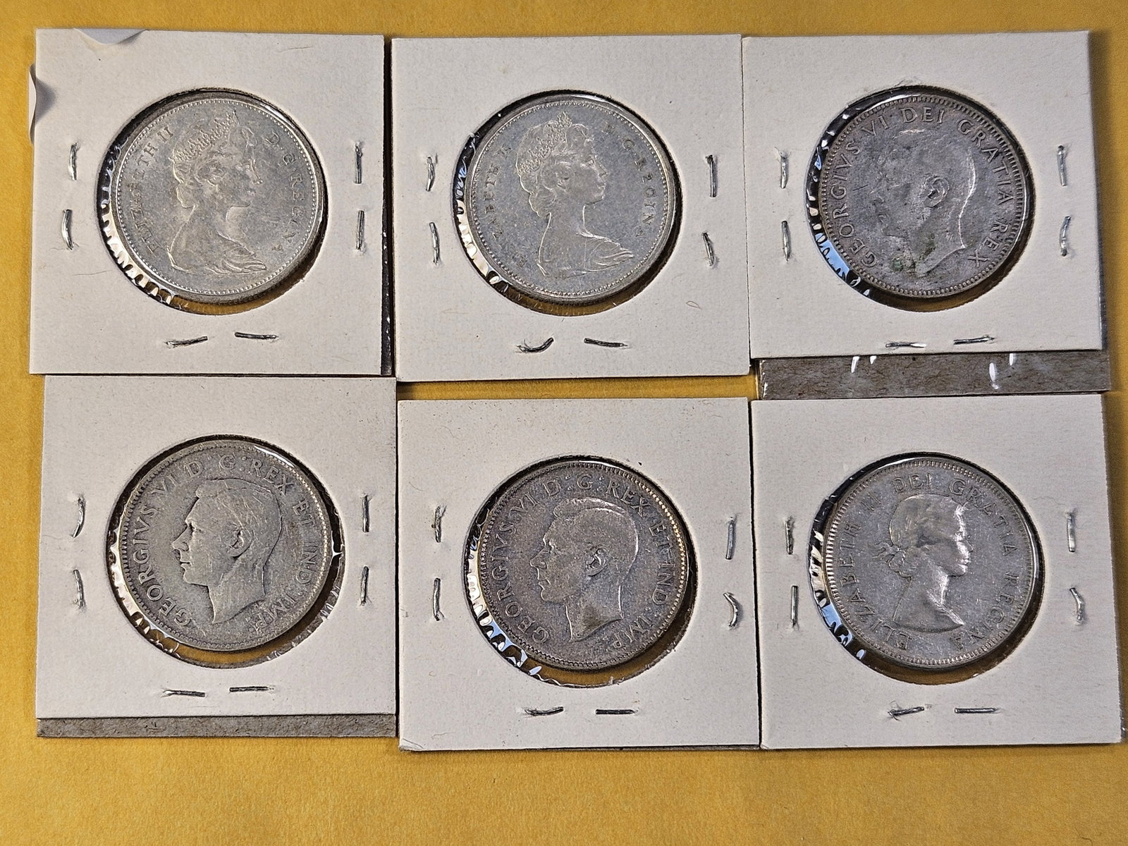 Six Canadian Silver Quarters - 6