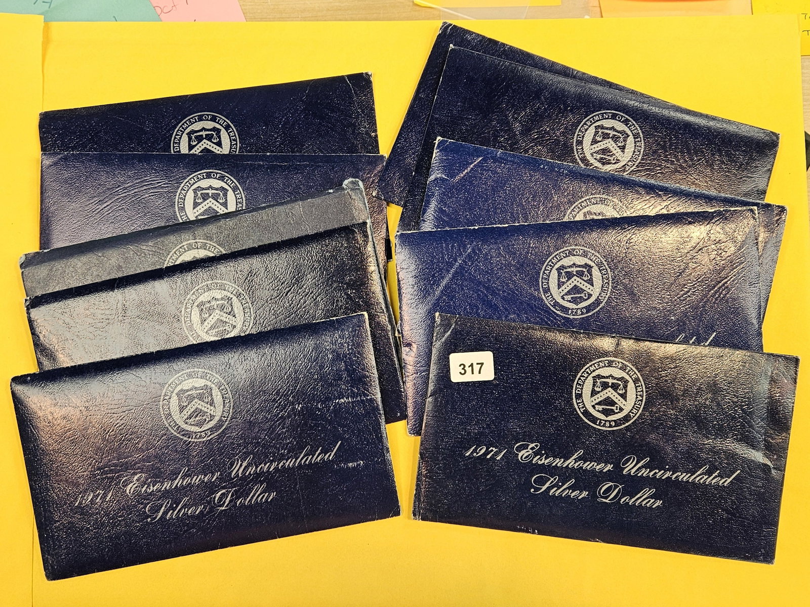 Ten GEM 1971-S Silver Blue Ike Eisenhower Dollars: In original government packaging with certificate of authenticity