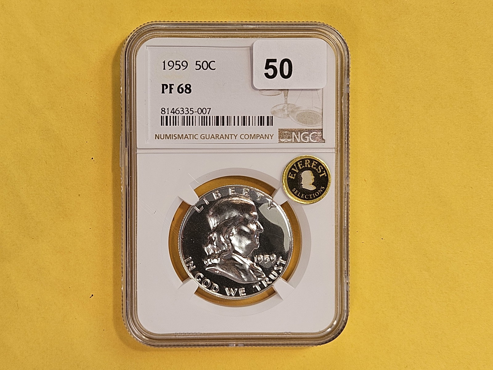 NGC 1959 Franklin silver Half Dollar in Proof 68 - 2