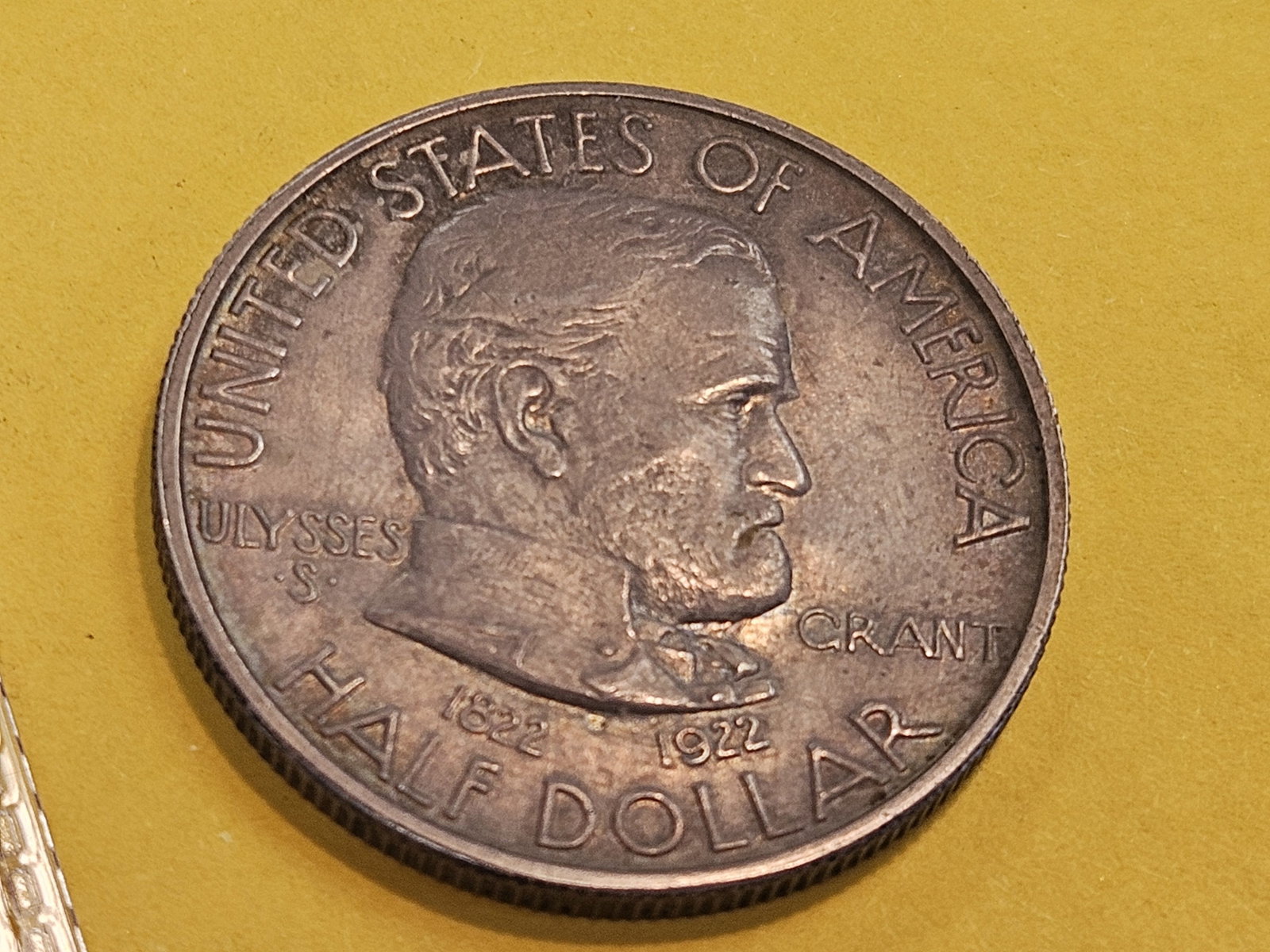 Choice AU-UNC 1922 Grant Commemorative Silver Half Dollar - 3