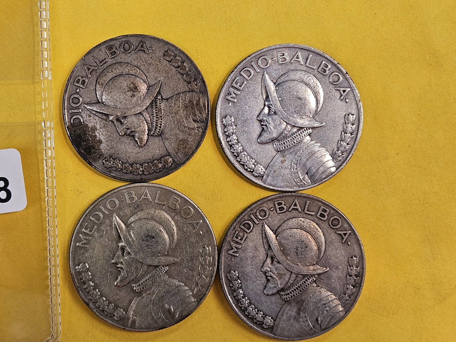 Four Panama silver half-balboas: KM # 12
