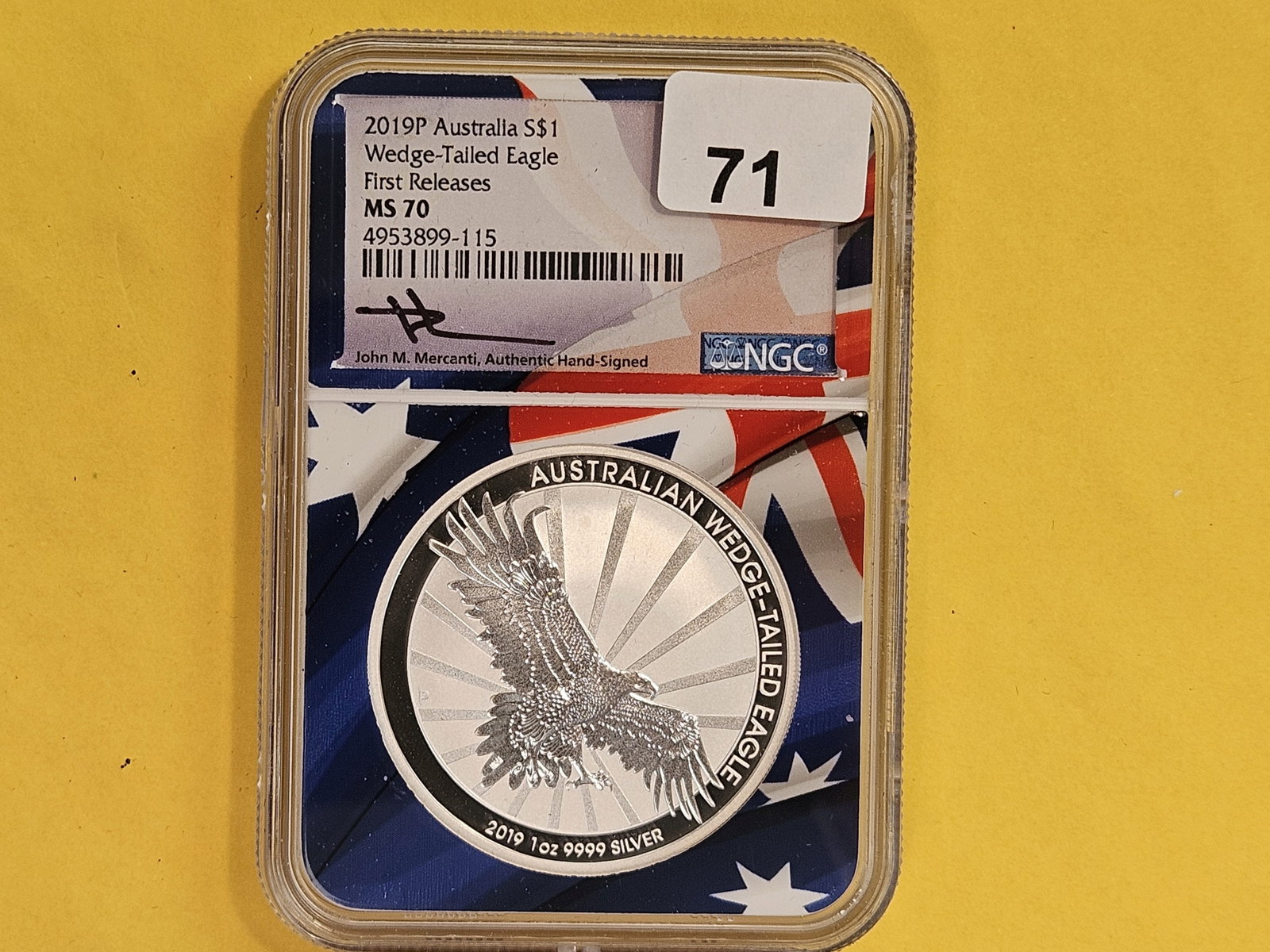 PERFECT! NGC 2019-P Australia Silver Dollar in Mint State 70 - 2