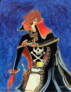 Max Pedreira - Captain Harlock: Pedreira, Max Captain Harlock Original Art Mixed media on canvas with an image area of 31.5x23 in Signed by the artist This excellent painting portrays Captain Harlock, the legendary and enigmatic spa