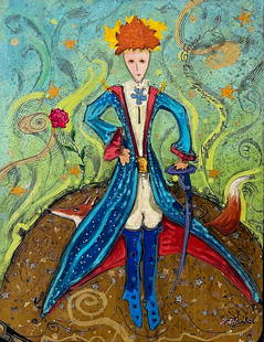 Max Pedreira - Little Prince: Pedreira, Max Little Prince Original Art Mixed media on canvas with an image area of 31.5x23.6 in Signed by the artist "The Little Prince" comes to life in this magnificent mixed-media artwork by Max