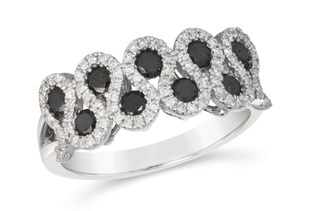 14K White Gold 1 CT Black and White Diamond Ring (1 of 1)