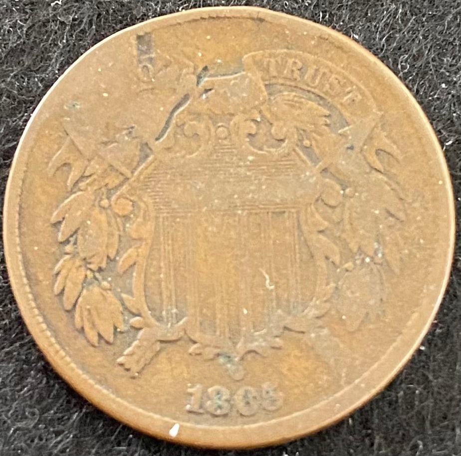 1865 Sheild 2 Cent Grafiti Fancy 5 (1 of 3)