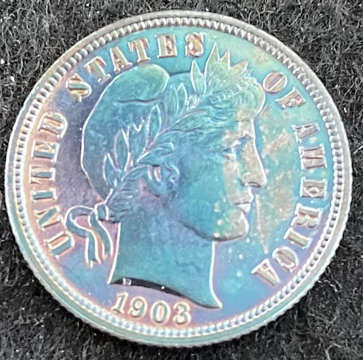 1903 Barber Dime Proof Blue Toned (1 of 2)