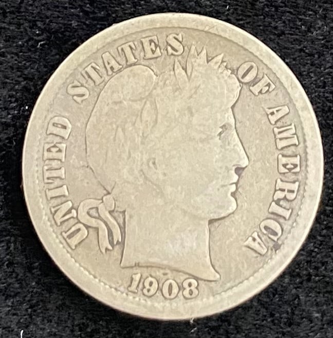 1908-D Barber Dime: 1908-D Barber Dime
