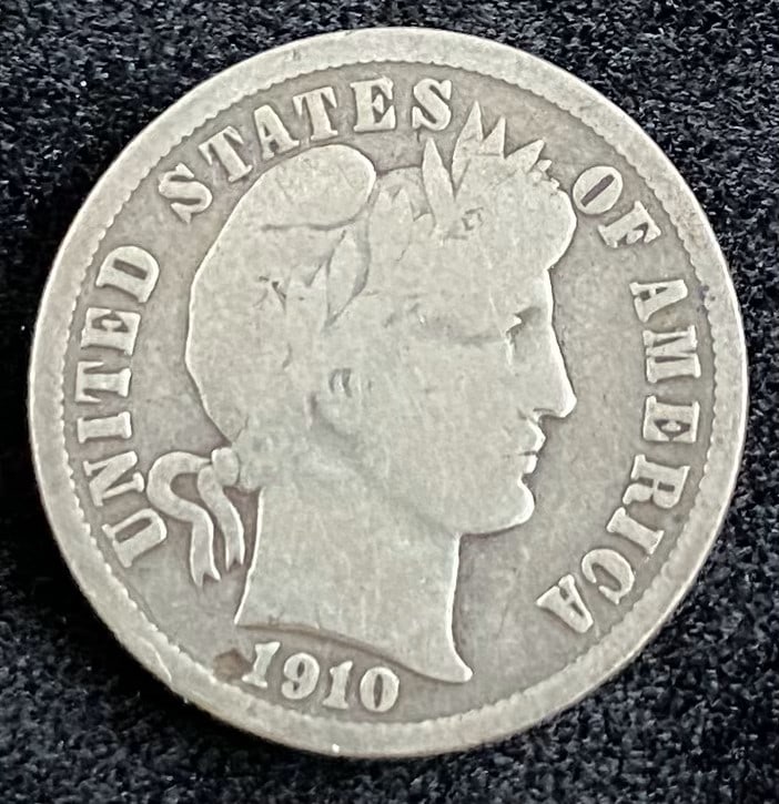 1910-D Barber Silver Dime (1 of 2)