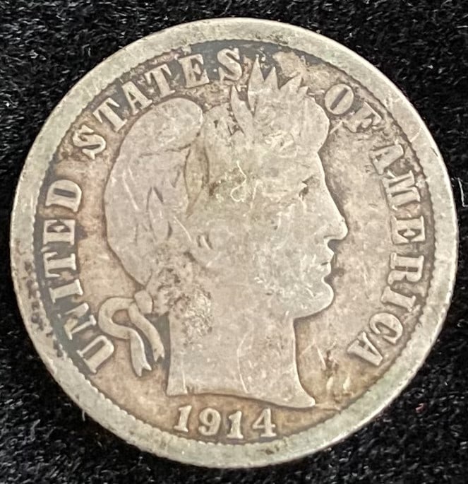 1914 Barber SIlver Dime (1 of 2)