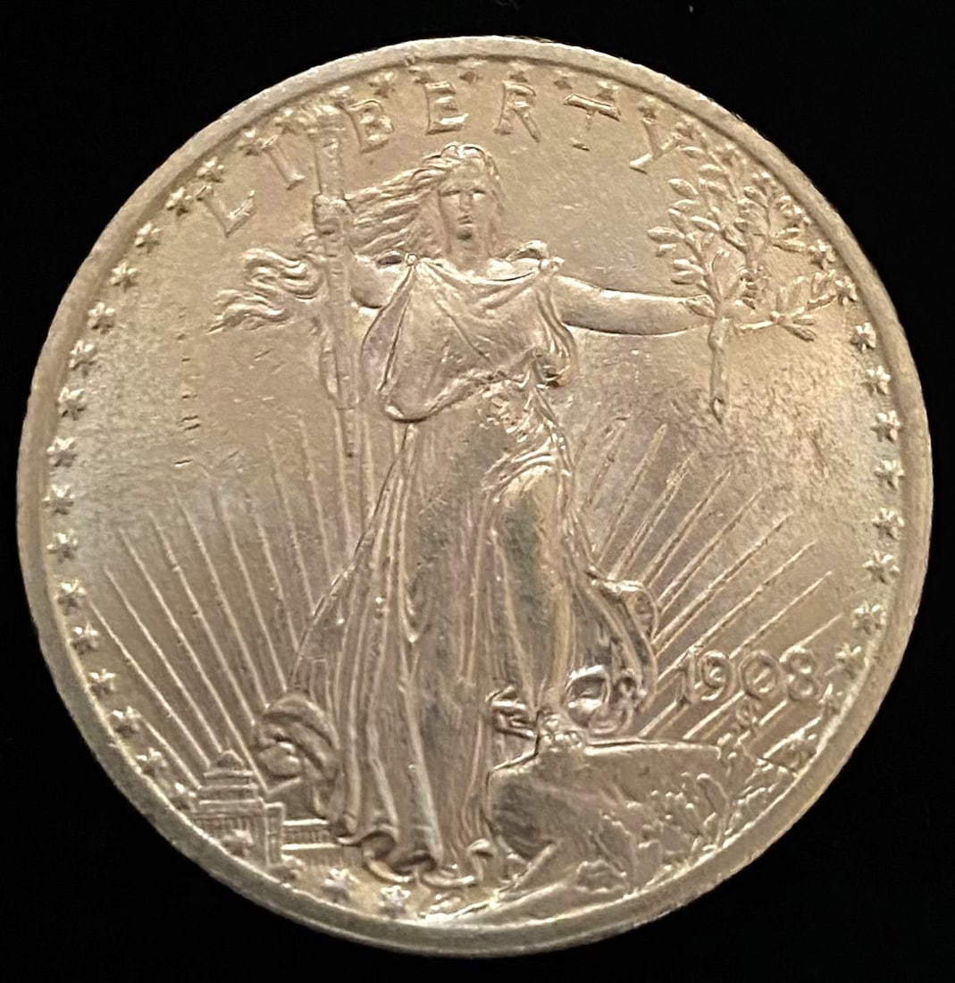 1908 $20 St. Gaudens Gold 'No Motto' (1 of 2)