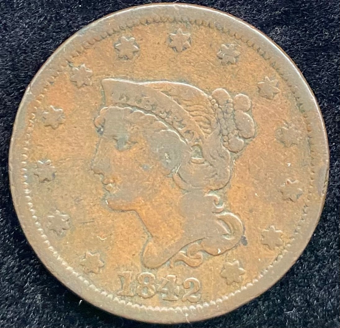 1842 Braided Hair Large Cent Large Date RB (1 of 2)