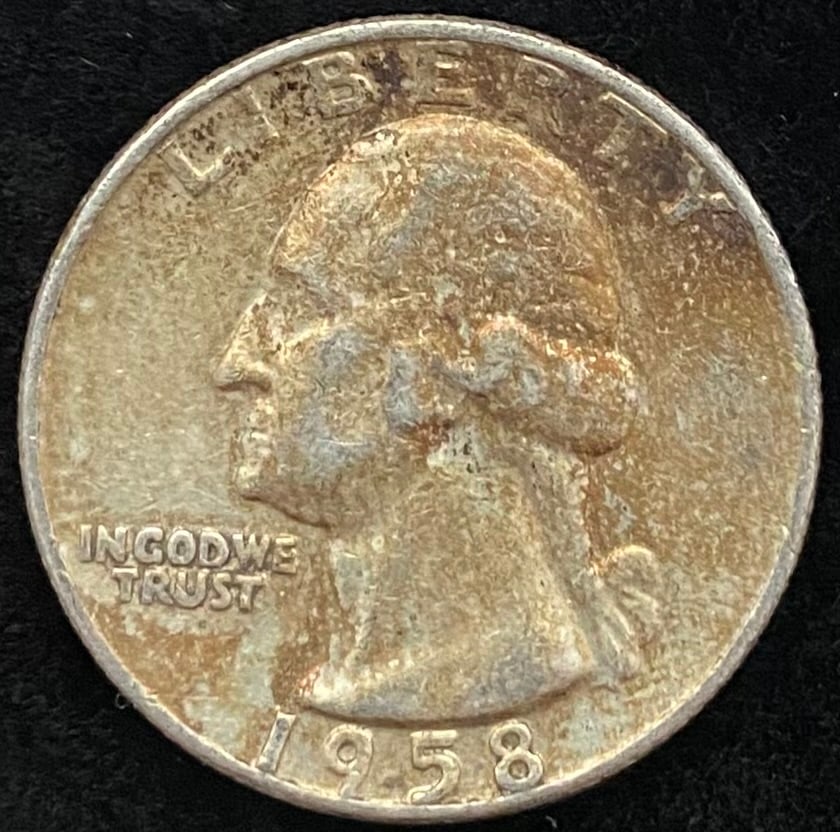 1958-D Washington Silver Quarter Toned (1 of 2)
