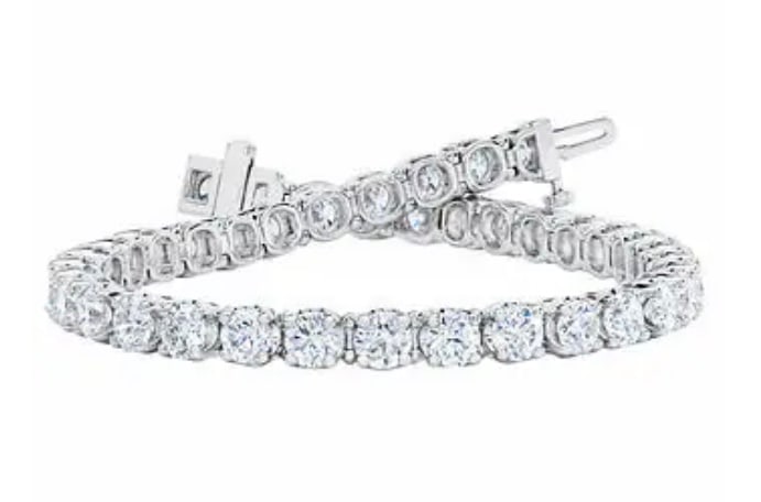 Round Brilliant 12.00 ctw VS2 Clarity, G Color Diamond Platinum Bracelet (1 of 5)