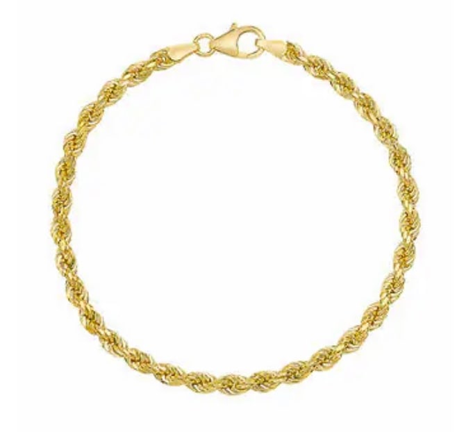 4kt Yellow Gold Rope Chain Bracelet (1 of 5)