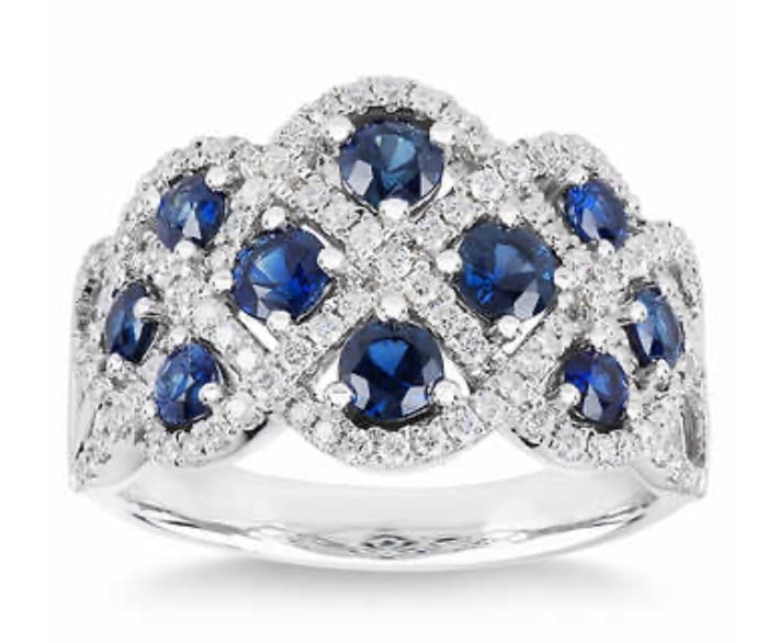 Blue Sapphire and Diamond 14kt White Gold Ring (1 of 3)