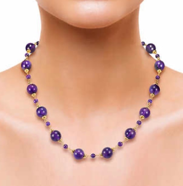 Amethyst and 14kt Yellow Gold Round Necklace (1 of 4)